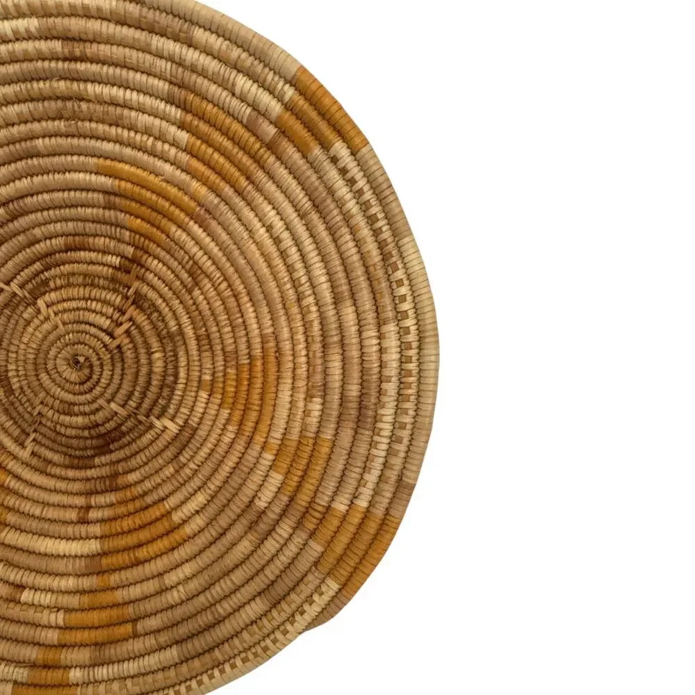 Vintage Papago Southwestern Handmade Two-Tone Basket 11”